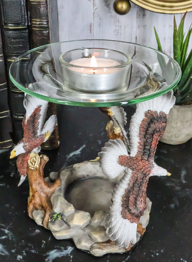 Ebros King Of The Sky Soaring Trinity Bald Eagles Oil Wax Warmer Candle Holder Statue
