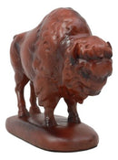 Ebros Faux Wood Grazing American Bison Figurine 6"Long Wildlife Animal Buffalo Decor