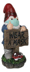 Health Freak Mr Gnome Wearing Protective Face Mask By 'Wear Mask' Sign Figurine