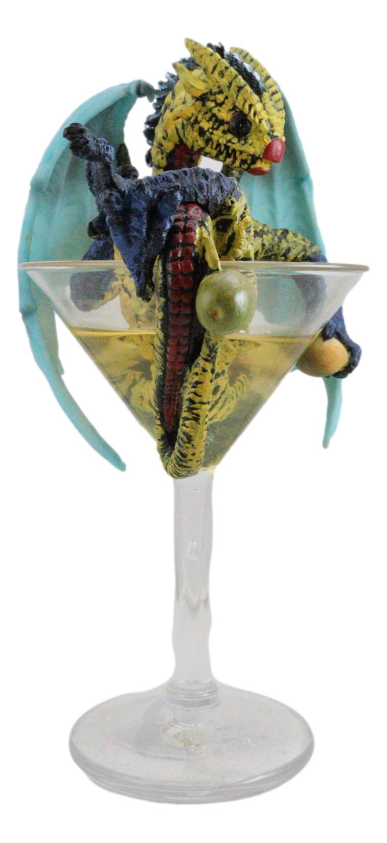 Ebros Drunken Beverage Spirit Dragon Statue 7.75" Tall Figurine (Martini Dragon) - Ebros Gift