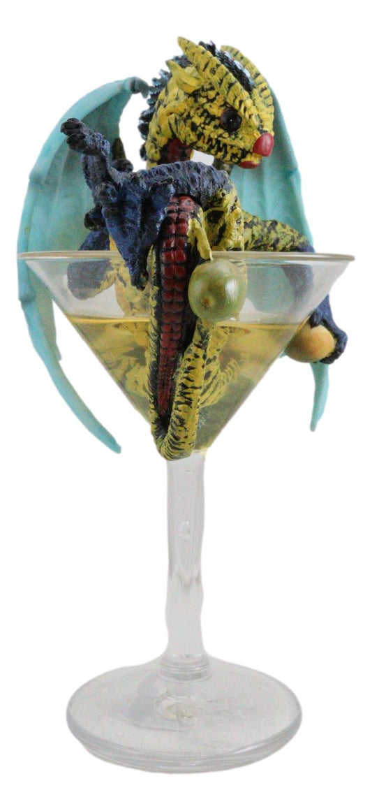 Ebros Drunken Beverage Spirit Dragon Statue 7.75" Tall Figurine (Martini Dragon) - Ebros Gift