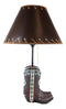 Western Aztec Tribal Patterns Cowgirl Cowboy Boots Table Lamp With Laced Shade