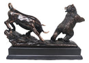 Wall Street Stock Market Signature Charging Bull With Conceding Bear Statue