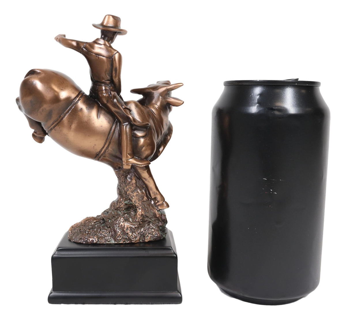 Ebros Rustic Western Rodeo Cowboy W/ Bucking Bull Bronze Electroplated Figurine - Ebros Gift