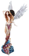 Large Goddess Mermaid Embracing With Heavenly Winged Angel By The Ocean Statue