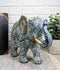 Auspicious Grey Glossy Mosaic Design Noble Aztec Elephant with Trunk Up Figurine