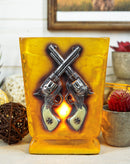 Western Cowboy Crossed Six Shooters Revolver Guns Acrylic Glass Night Light Lamp