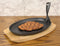 Enameled Cast Iron Fajita Skillet Japanese Steak Ridged Plate & Base Set 10.5"L