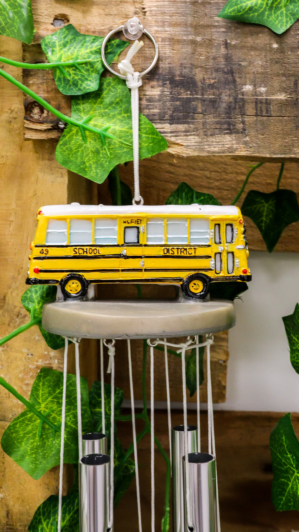 Ebros Gift Decorative North American Yellow School Bus Model Resonant Relaxing Wind Chime Patio Garden Accent of Buses Child Day Care Transportation Education Theme