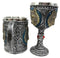 Large Celtic Blue Alpha Gray Wolf Mug And Wolf Wine Goblet Chalice Cup Set of 2