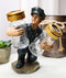 Police Man Officer Cop In Blue Uniform Kneeling Salt Pepper Shakers Holder