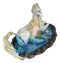 Blonde Mermaid Siren Princess Ariel With Rare White Unicorn In Lily Pond Statue