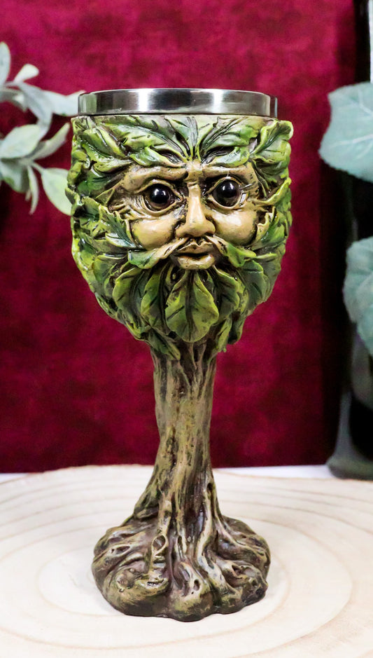 Ebros Whimsical Forest Spirit Greenman Deity Wine Goblet Chalice Cup 6oz - Ebros Gift