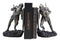 Ebros Dueling Crusader Knights with Giant Coat of Arms Shields Bookends Set