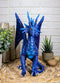 Ruth Thompson Fantasy Blue Check Mate Dragon With Majestic Horns Statue 9" Tall