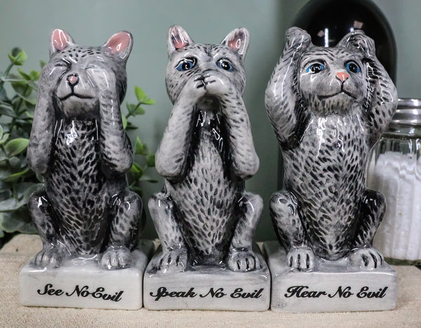 See Hear Speak No Evil Cats Trio Toothpick Holder Salt And Pepper