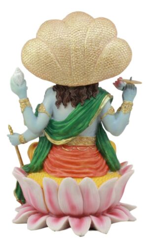 Ebros Hindu God Vishnu Vasudeva Sitting On Throne of Cobras Statue 8"H