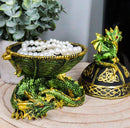 Green Dragon Mother With Hatchling On Celtic Knotwork Dome Egg Decorative Box