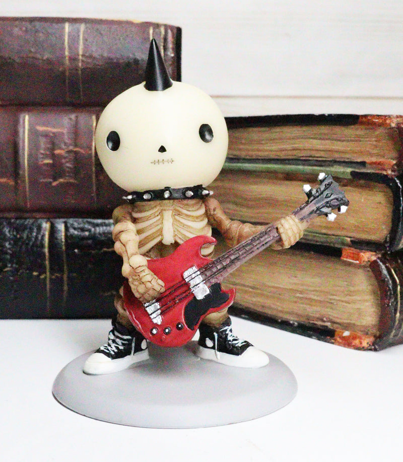 Bone Rockers Lucky Drummer Electric Bassist and Guitarist Skeleton Figurine Set
