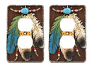 Ebros Southwestern Native 3 Feathers Double Receptacle Outlet Cover Set Of 2