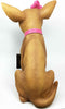 Adorable Pink Ribbon Teacup Chihuahua Dog Large Figurine W/ Welcome Sign Statue