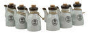 Shoyu Calligraphy White Tenmoku Porcelain Soy Sauce Dispenser Flask 7oz Set Of 6
