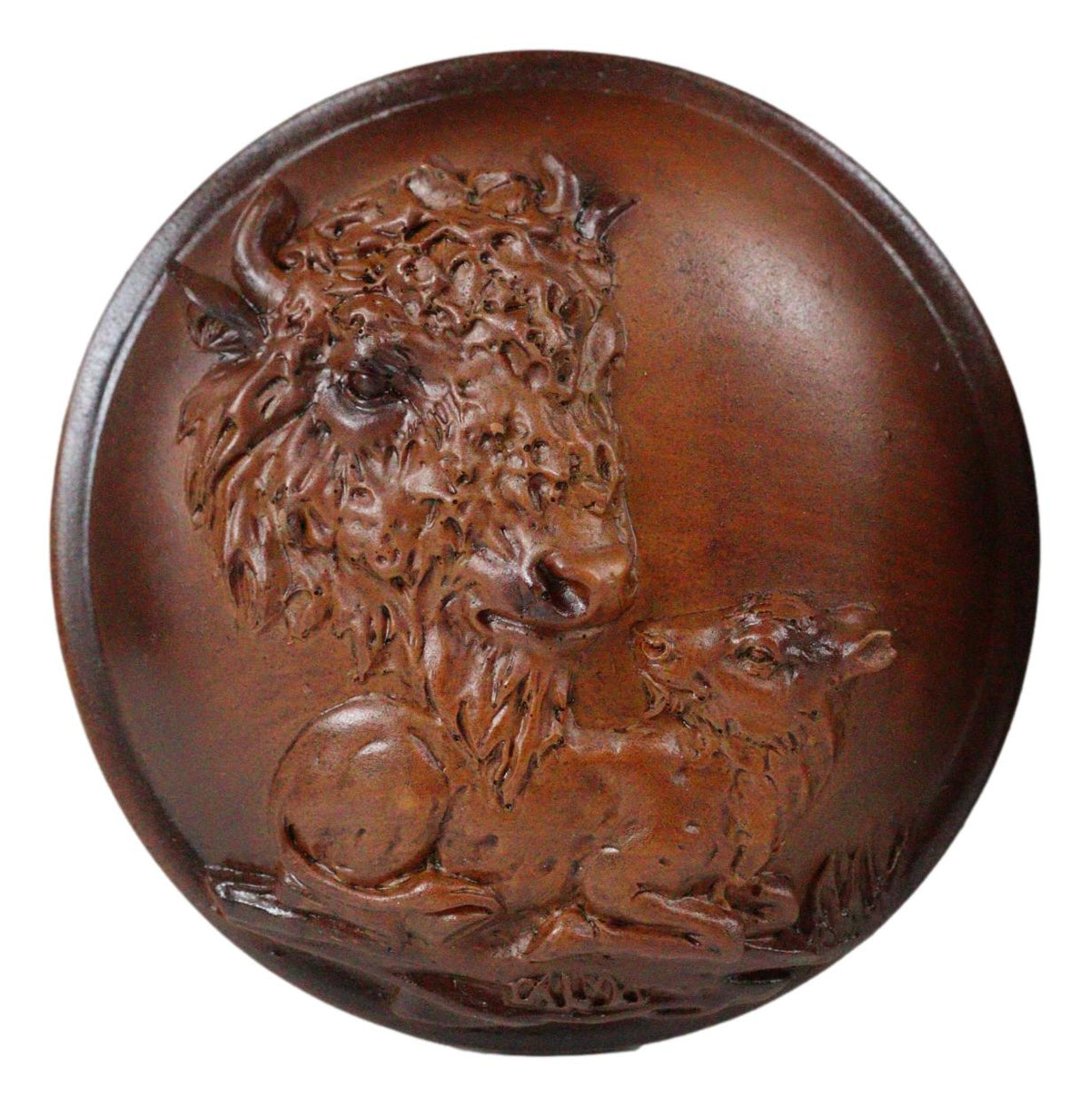 Ebros Rustic Faux Wood Wild Buffalo Bison Rounded Jewelry Box Figurine Collectible