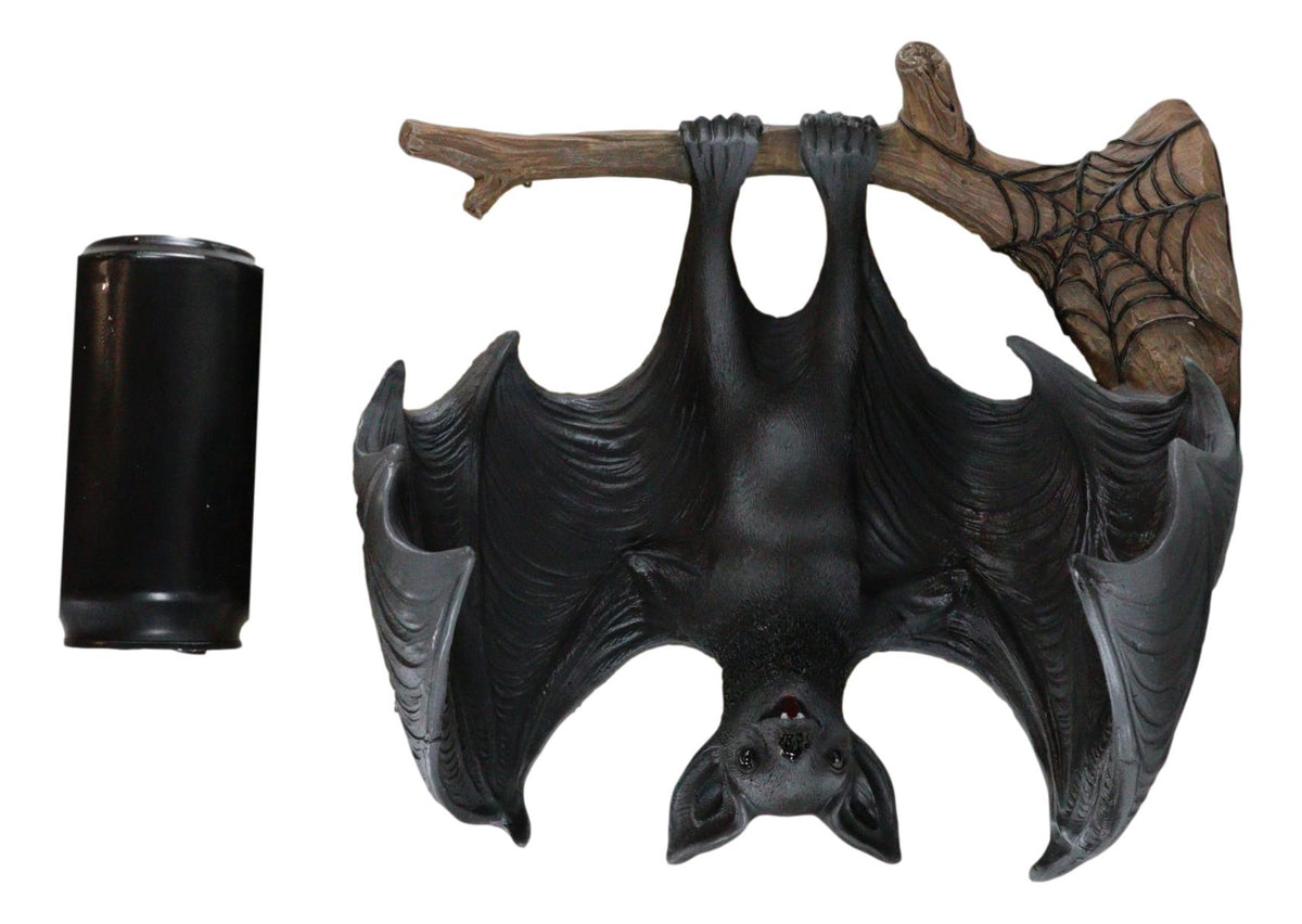 Gothic Winged Vampire Bat By Spider Web Hanging From Branch Wall Hanging Decor