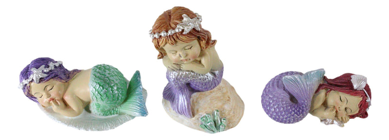 Ebros Whimsical Mergirls Mermaid Babies Small Miniature Figurines Set of 3