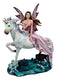 Ebros Enchanted Unicorn With Magenta Fairy Strolling The Beach Decorative Figurine 12.25"H
