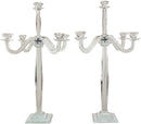 Ebros 28" Tall SET OF 2 Crystal Glass Pillar Column 5 Candlesticks Candle Holder - Ebros Gift