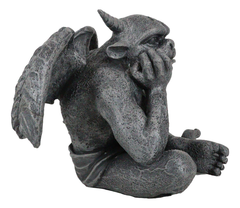 Ebros Horned Gargoyle The Dreamer Figurine Sitting Statue 6.5 Inch Long Thinker