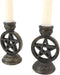 Set of 2 Wicca Pentagram Pentacle In Circle Taper Candle Or Cone Incense Holders