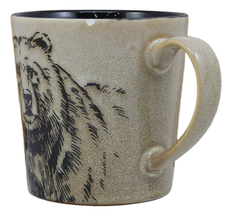 Ebros Nature Rustic Wildlife Brown Grizzly Bear Animal Print Glazed Ceramic Coffee Mug 16oz Cup For Drinking Beverage Drink Beer Stein Tankard Of Bears Grizzlies