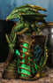 Fantasy Pentagram Green Dragon of Bibliography On Spells Book With LED Figurine