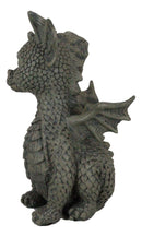 Whimsical Dainty Garden Dragon Sitting Figurine Faux Stone Fantasy Decor