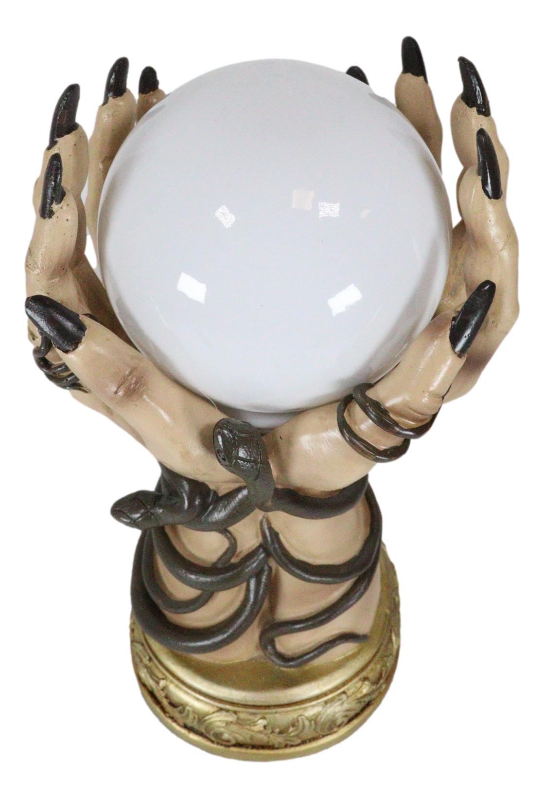 Psychic Fortune Teller Witch Hands With Snakes Rotating LED Glass Gazing Ball