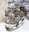 Ebros Geometric Matrix Polygon Silver Chrome Plated Skull Decor Figurine 8.5"L