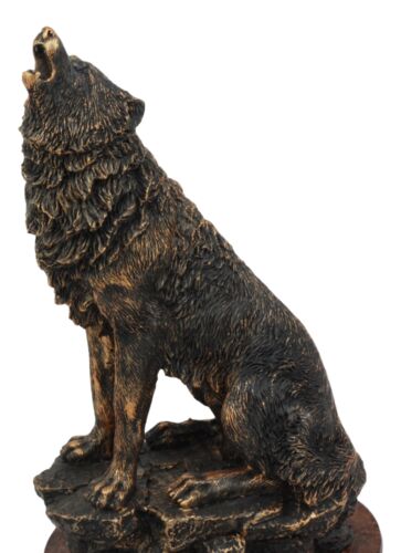 Ebros Howling Wolf Statue 10.5" Tall Alpha Wolf Pack Figurine in Faux Bronze