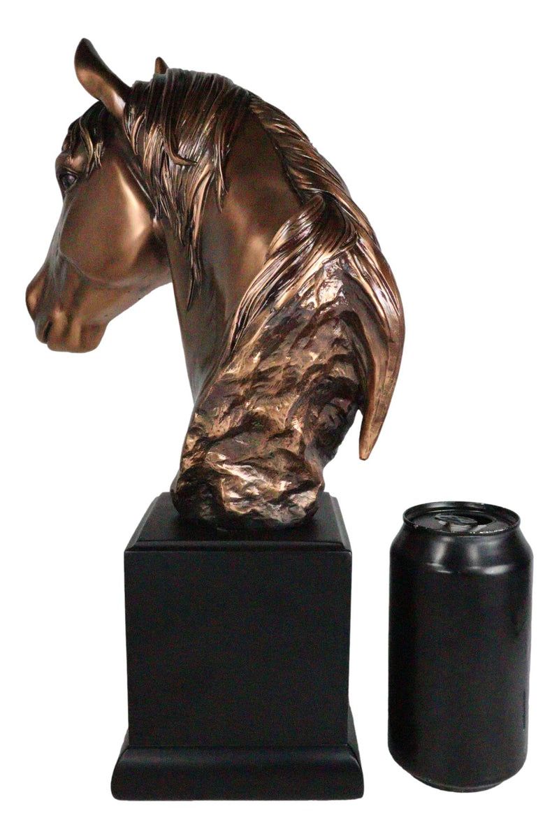 Rustic Western Mustang Horse Stallion Head Bust 14"H Figurine With Trophy Base