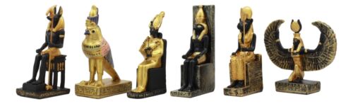 Egyptian Classical Gods Anubis Horus Isis Osiris Sekhmet Dollhouse Miniature Set