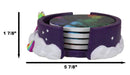Romantic Purple Night Sky Sacred Rainbow Unicorn Stargazer Ceramic Coaster Set
