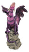 Fantasy Magenta Striped Behemoth Dragon Roaring On Volcanic Rock Mountain Statue