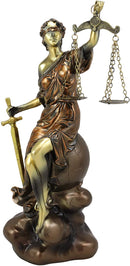 Ebros Greek Blind Lady Of Justice La Justica Sitting On Globe Figurine 13.25"H