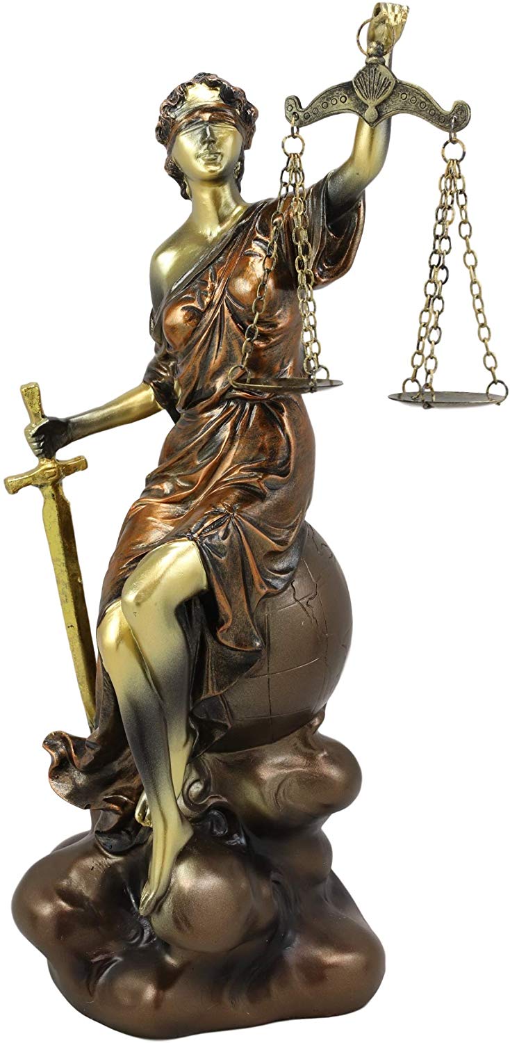 Ebros Greek Blind Lady Of Justice La Justica Sitting On Globe Figurine 13.25"H