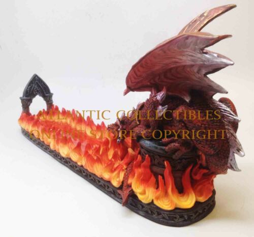 Ebros 15 Inch Fire Breathing Dragon Resin Incense Holder Statue Figurine - Ebros Gift