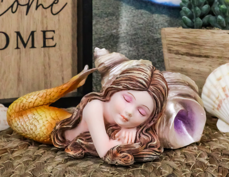 Ebros Under The Sea Young Mermaid Resting by Snail Sconce Shell Figurine