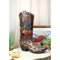 Rustic Western Running Horses Horseshoes And Cross Cowboy Boot Vase Sculpture