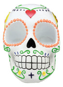 Day of The Dead Tattoo White Sugar Skull Salt And Pepper Shakers Holder Figurine