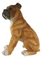 Large 16"H Adorable Realistic Sitting Fawn Boxer Muscle Dog Decorative Statue
